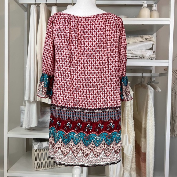 UMGEE Tunic Shift Dress sz. Small 3/4 sleeve Boho Hippie coastal beachy  #0671 - Picture 5 of 11